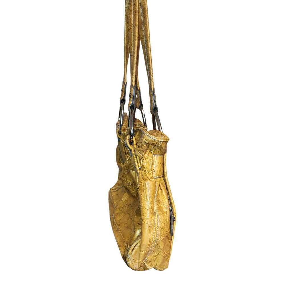 VTG Kathy Van Zeeland Yellow Faux Leather Shoulder Bag W/ Silver Tone Hardware - Picture 2 of 11